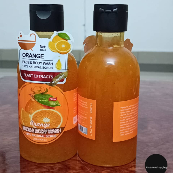 Gel Douche Visage & Corps 100% Gommage Naturel à l'Orange